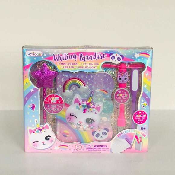 Hot Focus Writing Paradise Caticorn Style Journal and Accessories Set New In Box - Picture 4 of 13